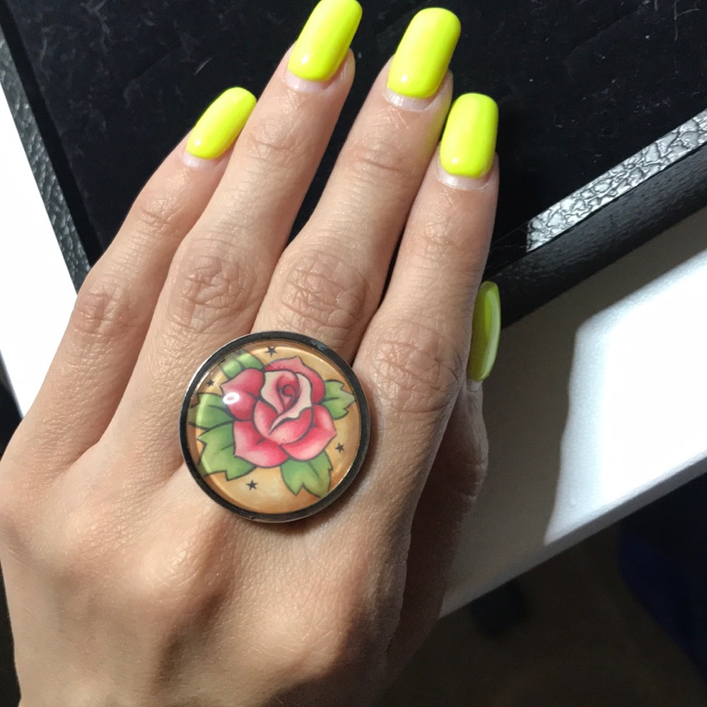 Tattoo Flash Inspired Rose Ring